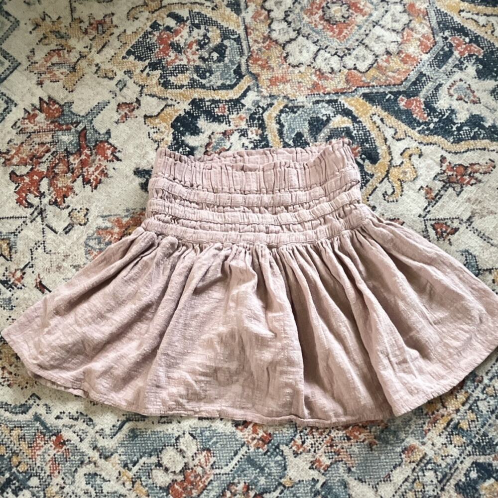 Rewash Women's Pink Solid Cotton Mini Skirt M Smocked Elastic Waist Pull-On